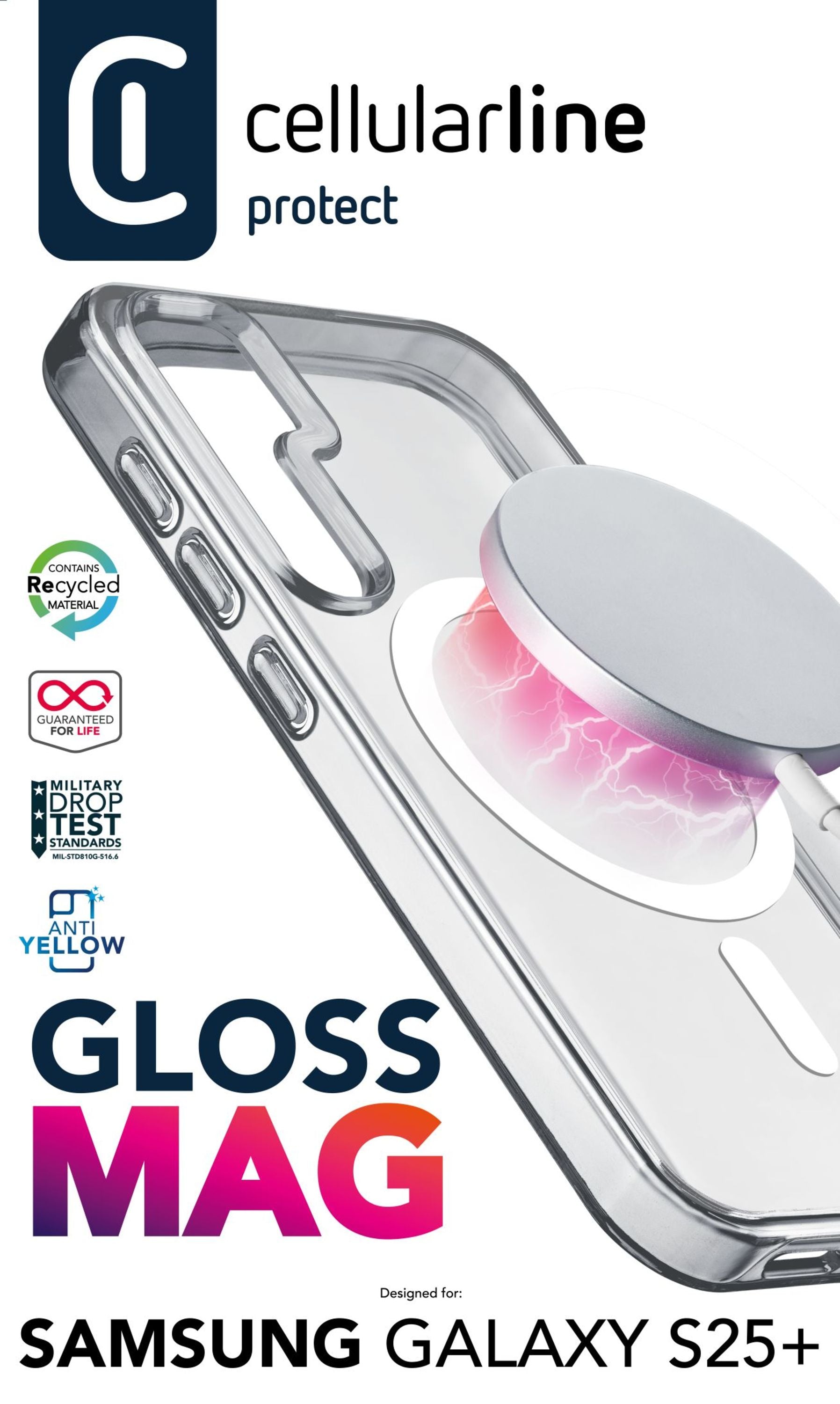 Cellularline Gloss Mag – Backcover – für Samsung Galaxy S25+ – MagSafe, Kunststoff, Transparent