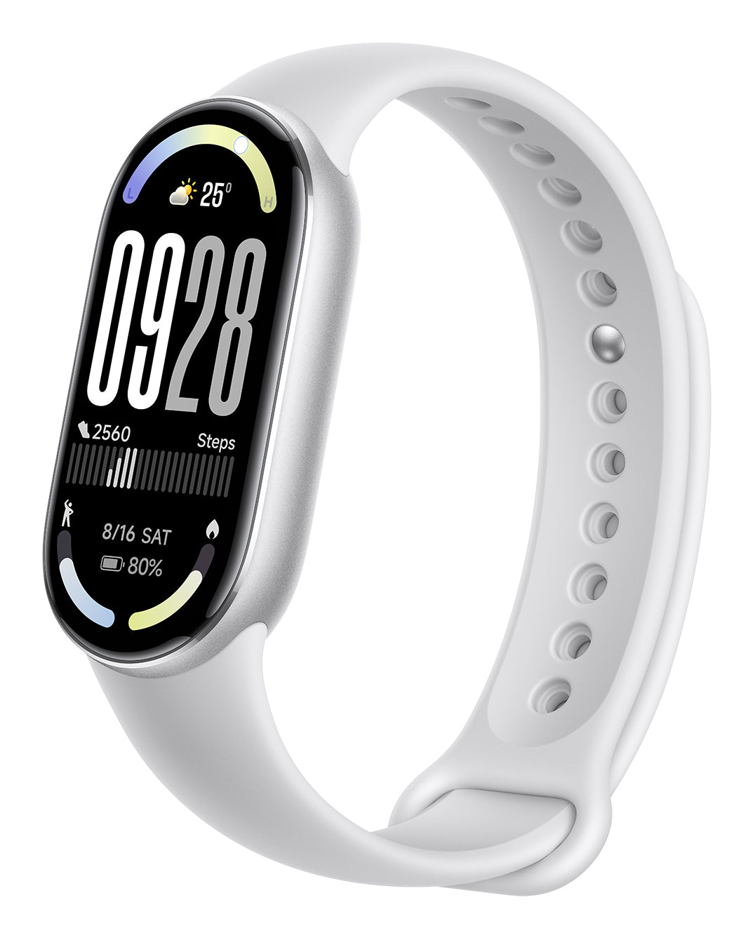 Xiaomi Smart Band 10 – Smartwatch – 1,72" AMOLED, Bluetooth, 5 ATM, Silber, Bandgrösse 135–210 mm, Sportarmband