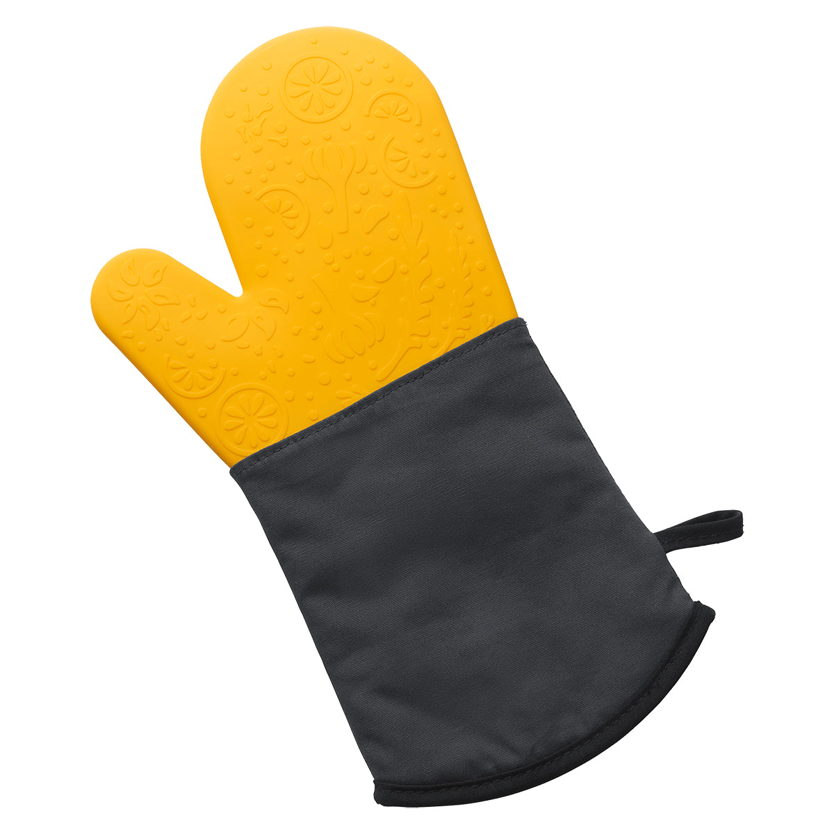 Lurch Ofenhandschuhe 19 × 2,5 × 34 cm, Baumwolle/Silikon, Gelb/Schwarz, hitzebeständig bis 240 °C