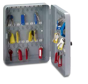 Rieffel VT-SK – Schlüsselkasten für 46 Schlüssel, Zahlenschloss, Stahlblech, Silber, 240 × 80 × 300 mm
