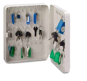 Rieffel VT-SK 48 – Schlüsselkasten, für 48 Schlüssel, Zylinderschloss, Grau, 240 × 80 × 300 mm