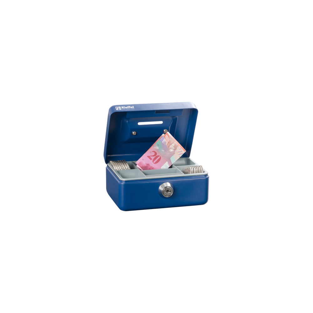 Rieffel KIKA A15470 – Geldkassette mit Einwurfschlitz, 110 × 125 × 60 mm, Blau