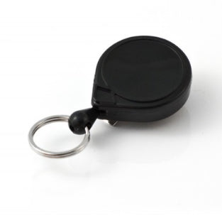 Rieffel Ausweishalter-Jojo KB-Mini – Seillänge 90 cm, mit Gürtelclip, Nylon/Metall, Schwarz