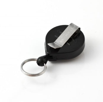 Rieffel Ausweishalter-Jojo KB-Mini – Seillänge 90 cm, mit Gürtelclip, Nylon/Metall, Schwarz