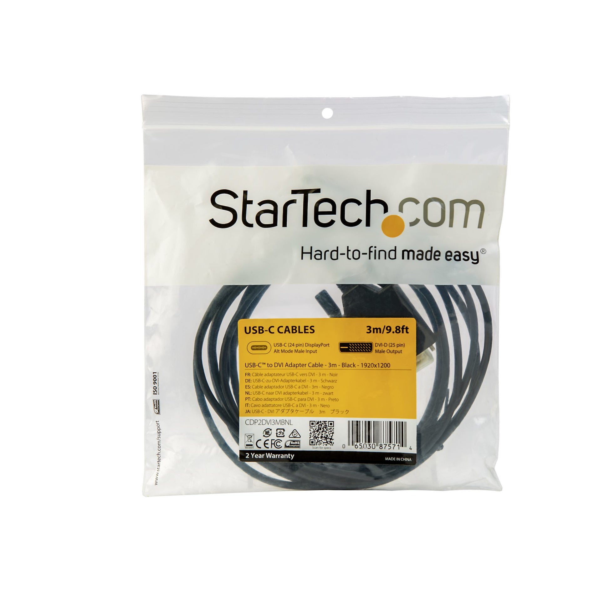 StarTech.com USB-C auf DVI Adapter, 3 m