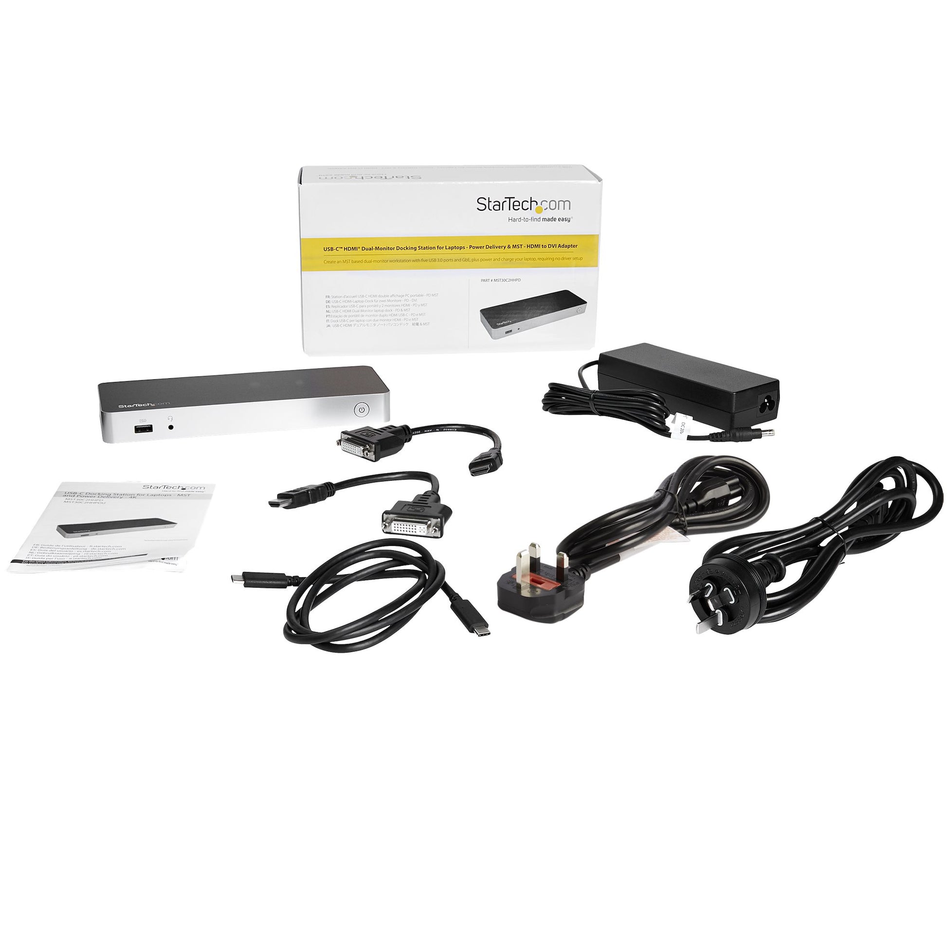 StarTech.com Dual USB C Dockingstation – USB-C, 2× HDMI, 4× USB-A, 60 W PD, GbE, 3,5 mm Audio, für Windows