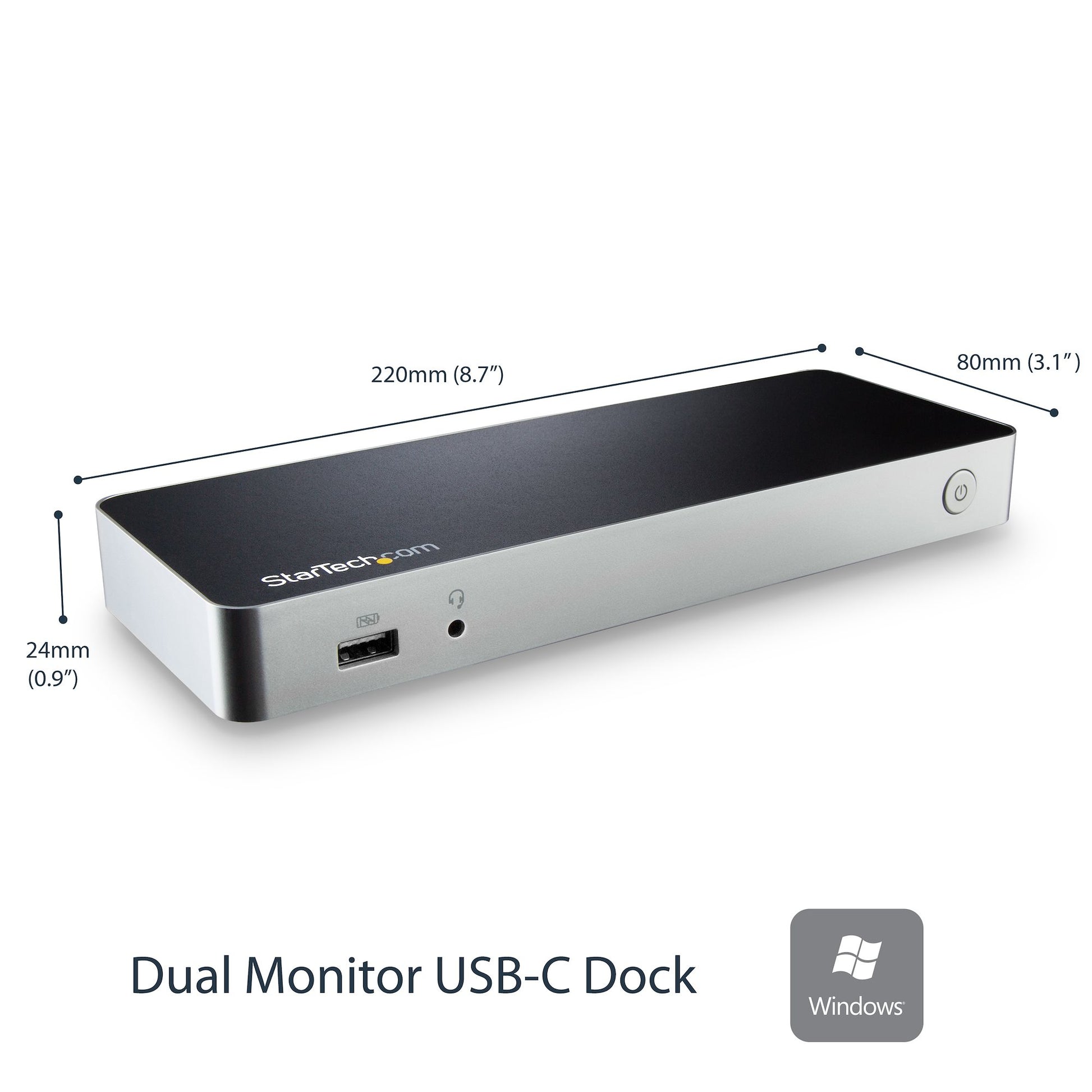 StarTech.com Dual USB C Dockingstation – USB-C, 2× HDMI, 4× USB-A, 60 W PD, GbE, 3,5 mm Audio, für Windows