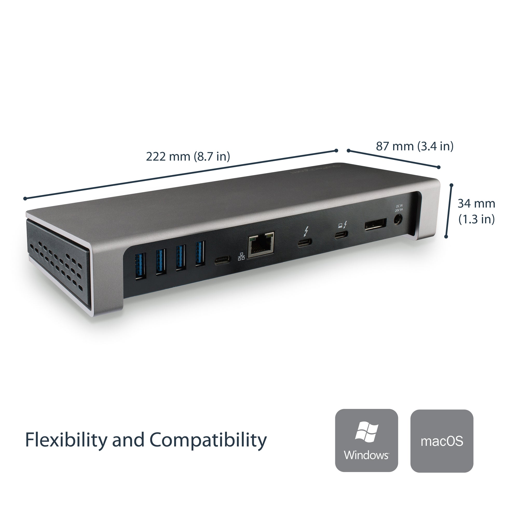 StarTech.com Dockingstation – Thunderbolt 3, 1× DP, 5× USB-A, 85 W PD, GbE, SD/microSD, 3,5 mm Audio
