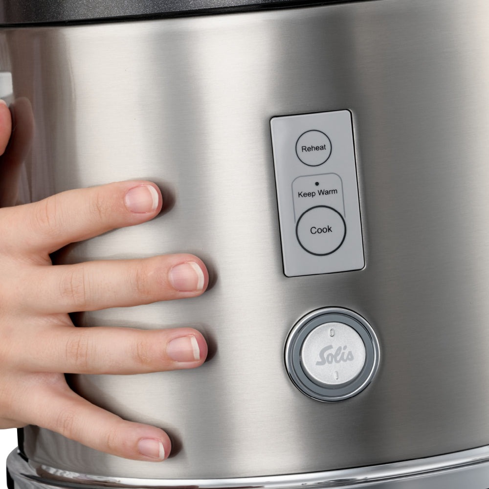 Solis Reiskocher Typ 8162 – 1,2 l, 650 W – Warmhaltefunktion – Grau/Edelstahl
