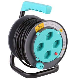 M. Schönenberger Kabelrolle, 15 m, 4×AC-Ausgänge, drinnen/draussen – schwarz/blau