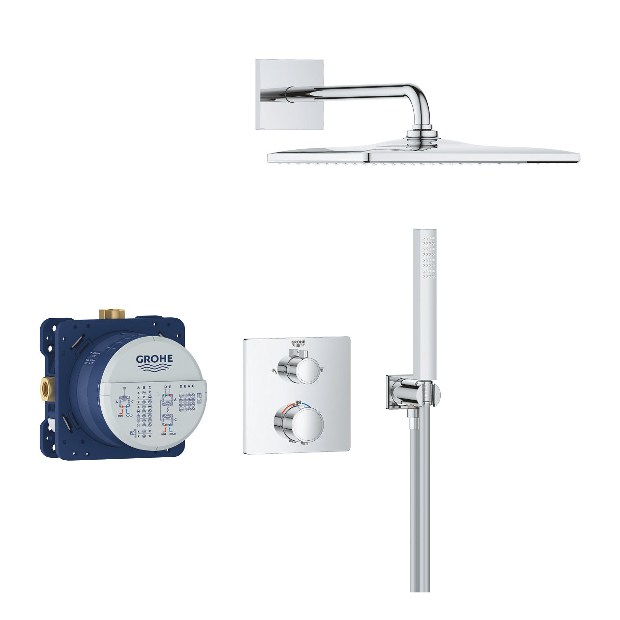 GROHE Badebatterie (Unterputz) Vitalio – 31 cm, Kunststoff, Chrom