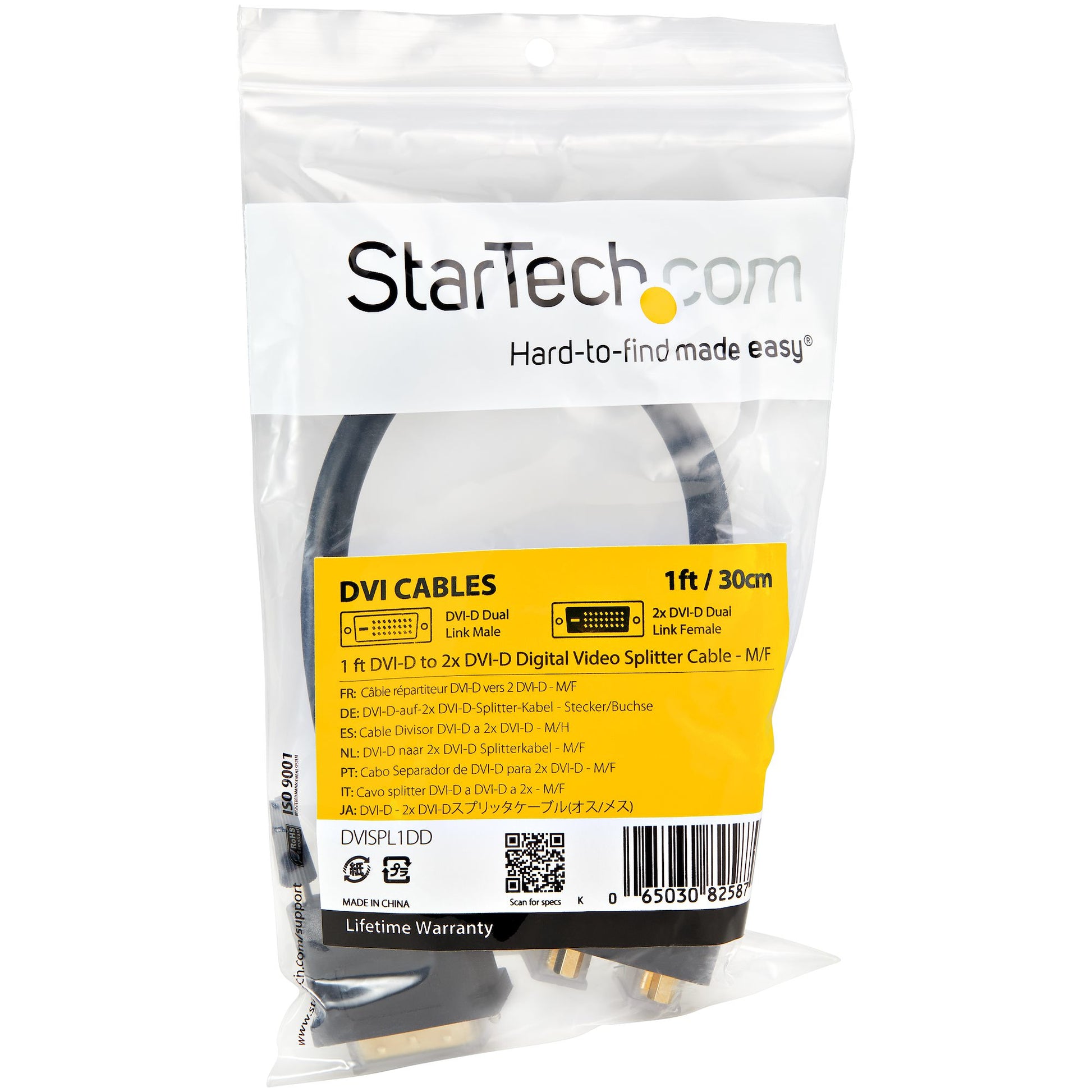 StarTech.com DVI-D Adapter DVI-D zu 2× DVI-D – 2560 × 1600, Dual-Link, 0,3 m, Schwarz