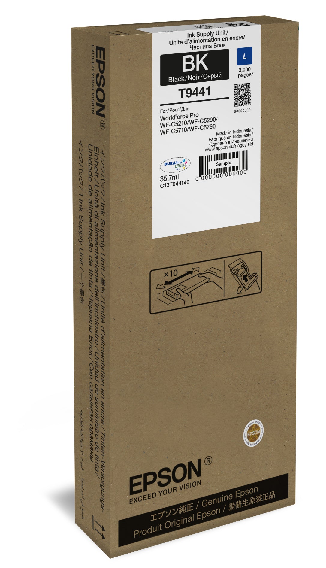 Epson T9441 Schwarz Tintenpatrone (Original) – 3'000 Seiten – für WorkForce Pro WF-C5790/5710/5290 …