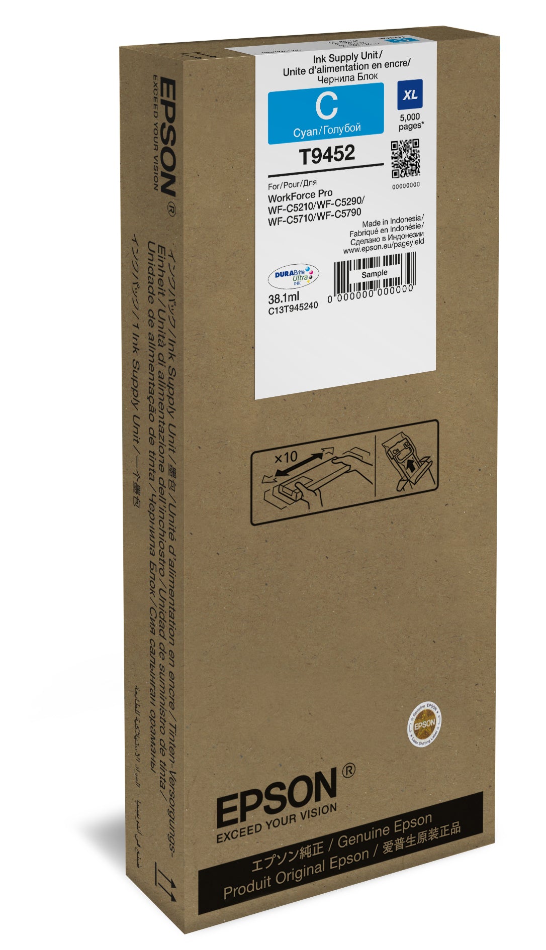 Epson Tintenpatrone C13T945240, cyan, 5'000 Seiten – für WorkForce Pro WF-C5790DWF, WF-C5710DWF, WF-C5290DW