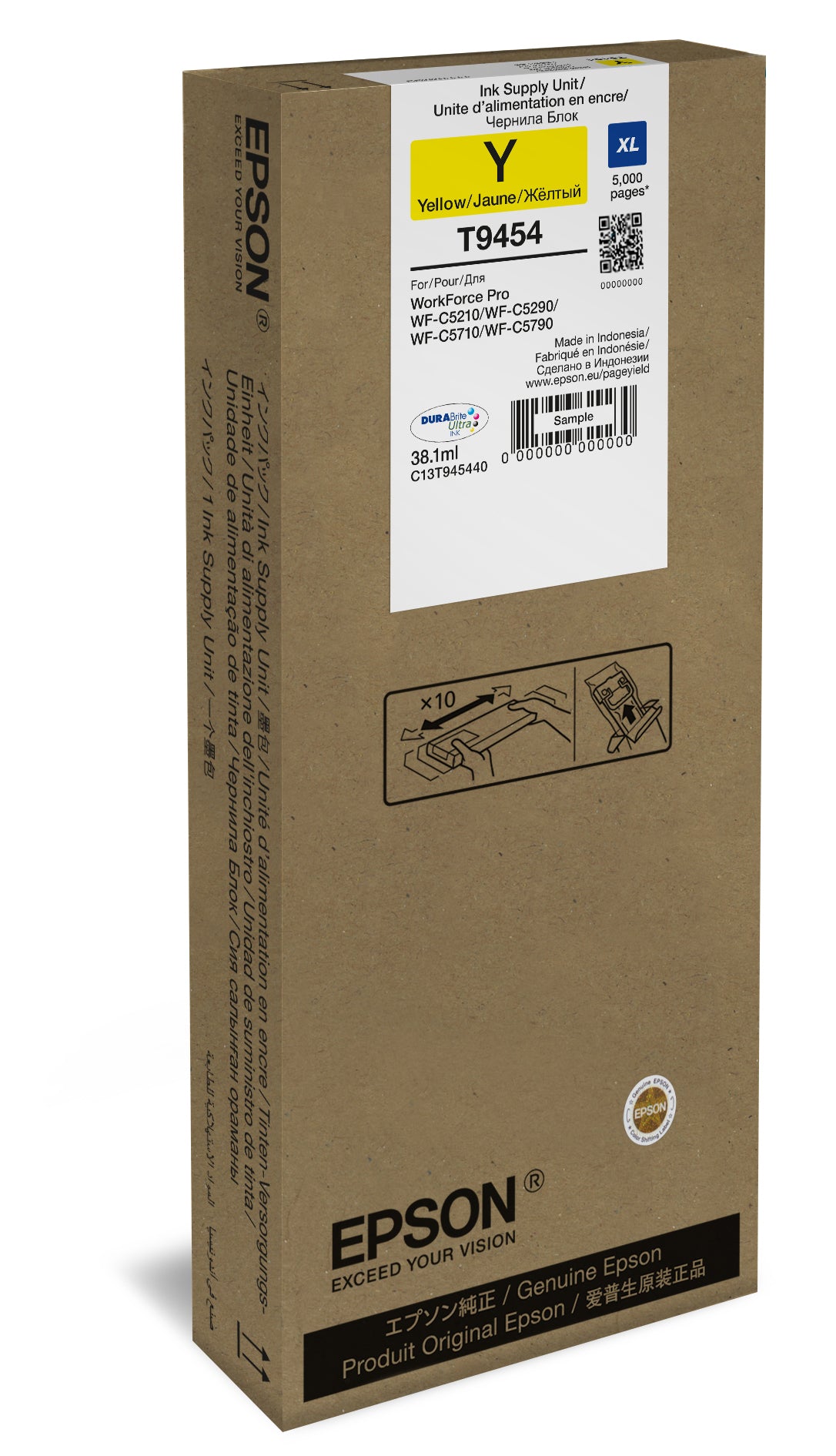 Epson T945440XL Gelbe Tintenpatrone (Original) – 5'000 Seiten – für WorkForce Pro WF-C5790DWF/5710DWF/5290DW …