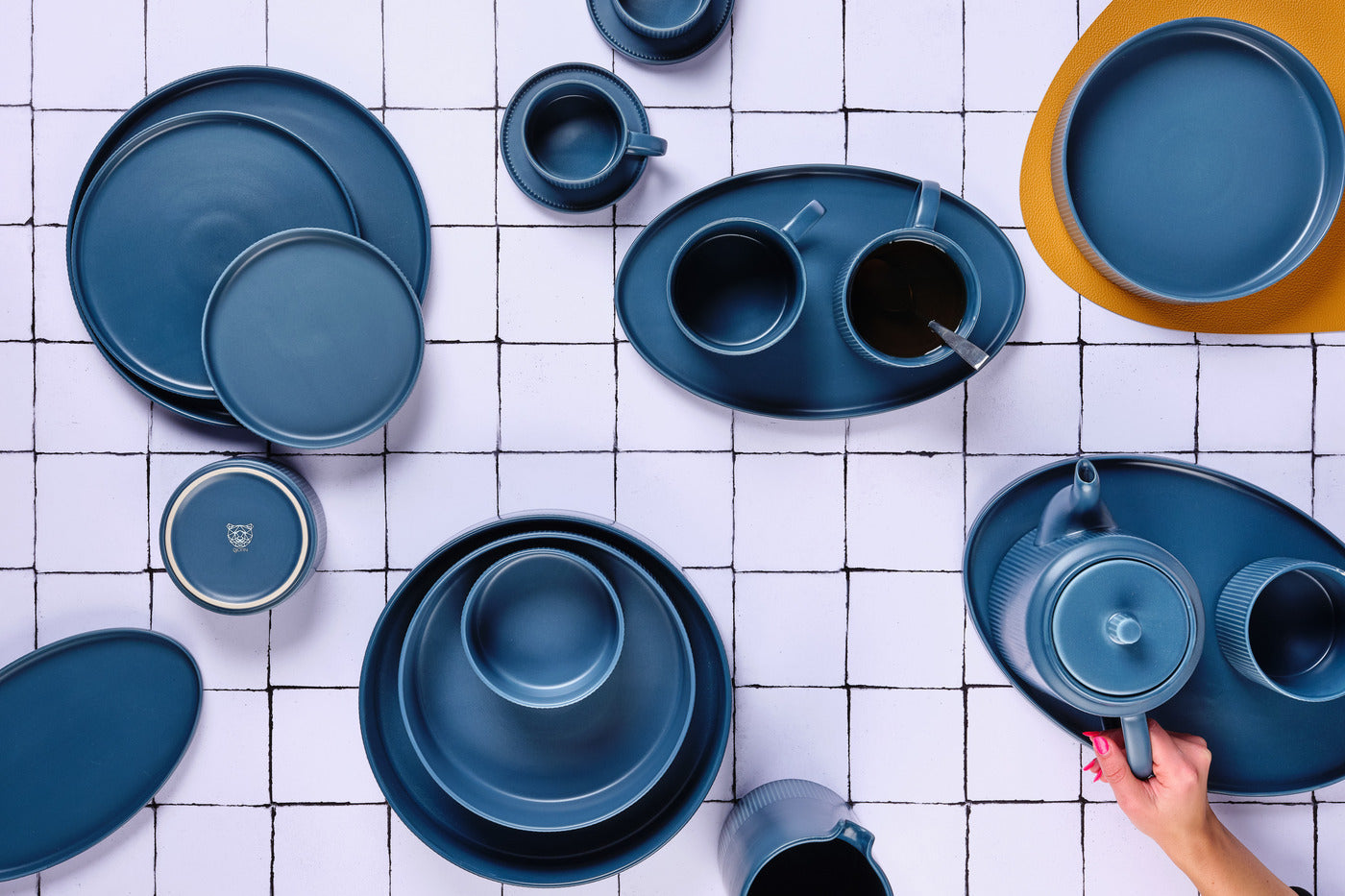 Björn SCANDI Frühstücksteller – Steinzeug, Marineblau, 4 Stück