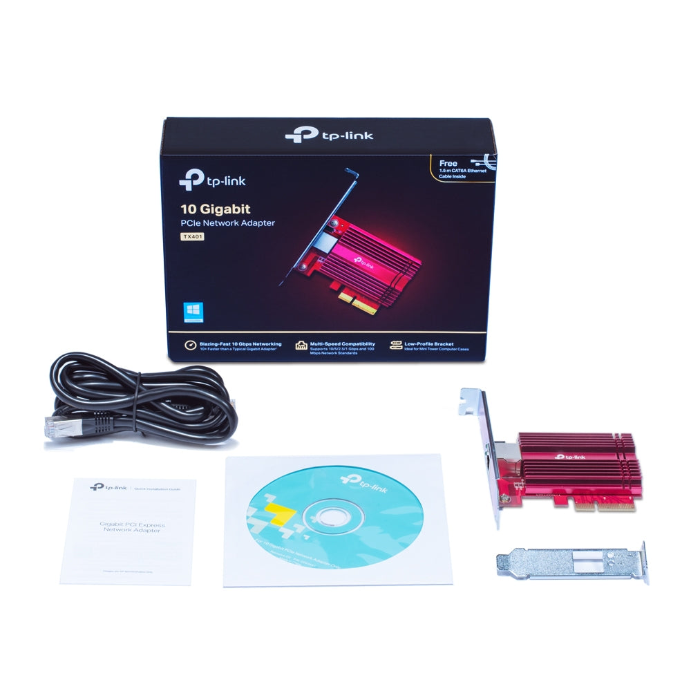 TP-Link TX401 PCIe 10-Gigabit Netzwerkkarte – 10 Gbit/s (10GBase-T), PCIe 3.0, 1× RJ-45, für Windows/Linux