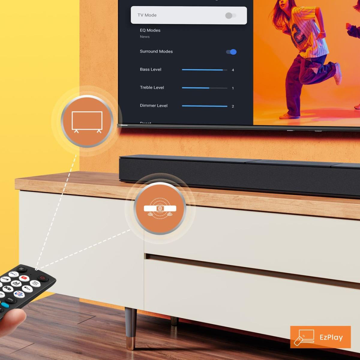 Hisense HS2000 – Soundbar – 2.1, DTS Virtual:X/Dolby Digital Plus, mit integriertem Subwoofer, 240 W – Schwarz