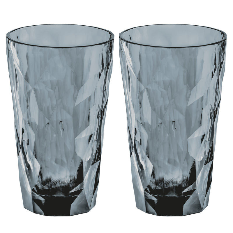koziol Trinkglas Club Nr. 6 – 2er Set, 300 ml, Ø 8,7 cm, Kunststoff, Grau, spülmaschinenfest