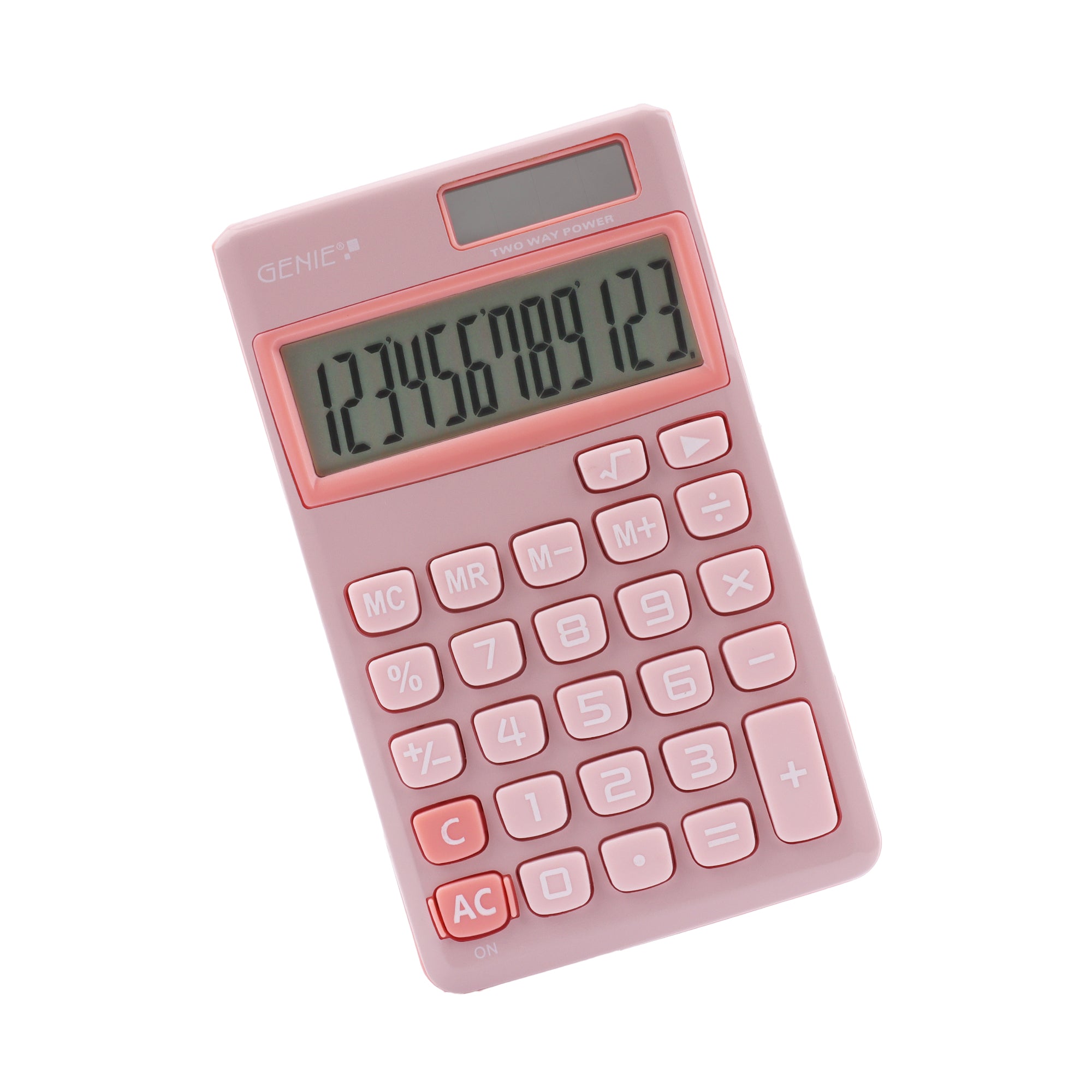 Genie Taschenrechner 212P – 12-stellig – Solar/Batterie – Pink