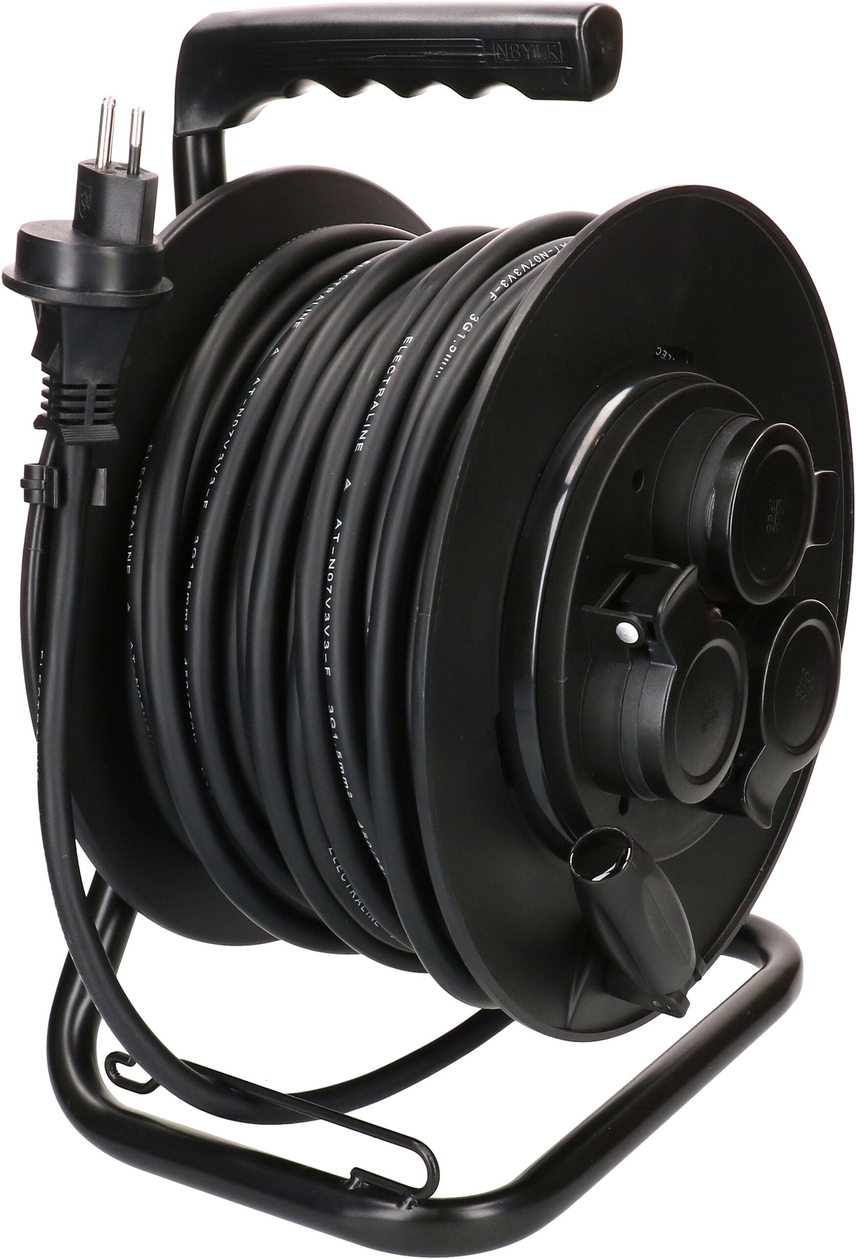 Max Hauri AG Max Hauri Kabelrolle – 3× T13, 33 m, IP55, schwarz