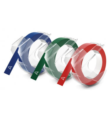 DYMO Schriftband – 9 mm × 3 m, sortiert, weiss, 3 Stück