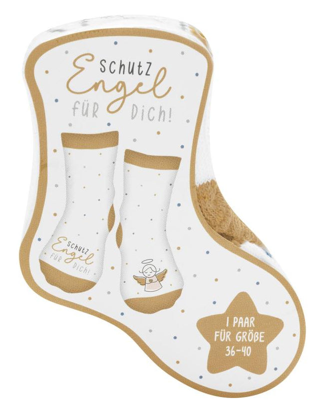Sheepworld Socken, Zaubersocken Engel – 36–40 – Braun/Weiss – 80% Baumwolle, 15% Nylon, 5% Elasthan