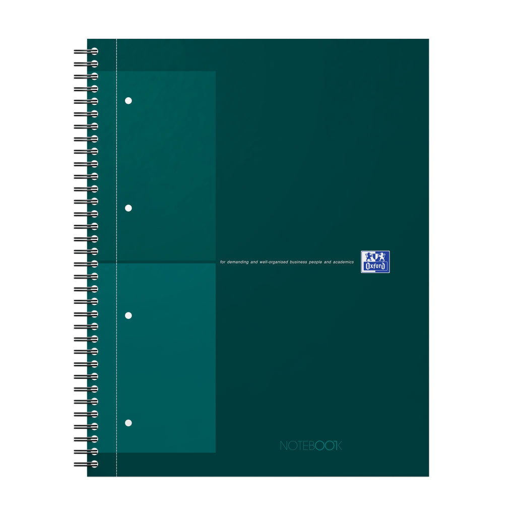 Oxford Collegeblock – A4+ – 80 g/m² – Doppelspirale, mikroperforiert, Kopfzeile, doppelter Rand, dunkelgrün
