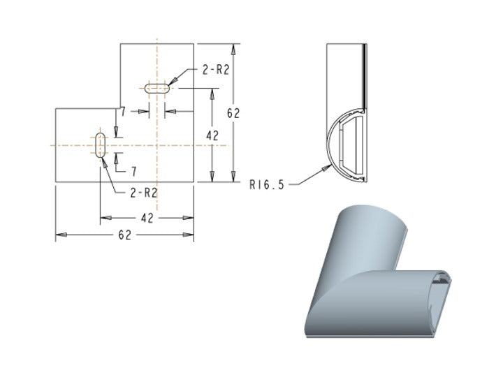 Multibrackets MUL1293 Kabelwinkel – 33 × 18 mm – ABS – Schwarz