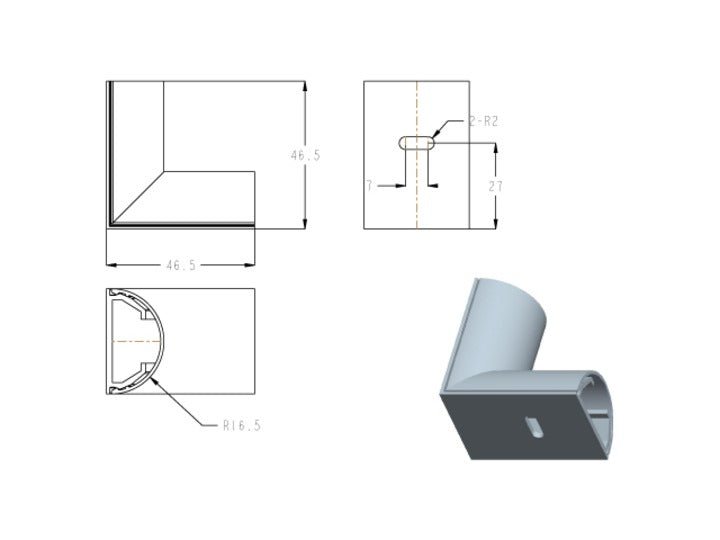 Multibrackets MUL1293 Kabelwinkel – 33 × 18 mm – ABS – Schwarz