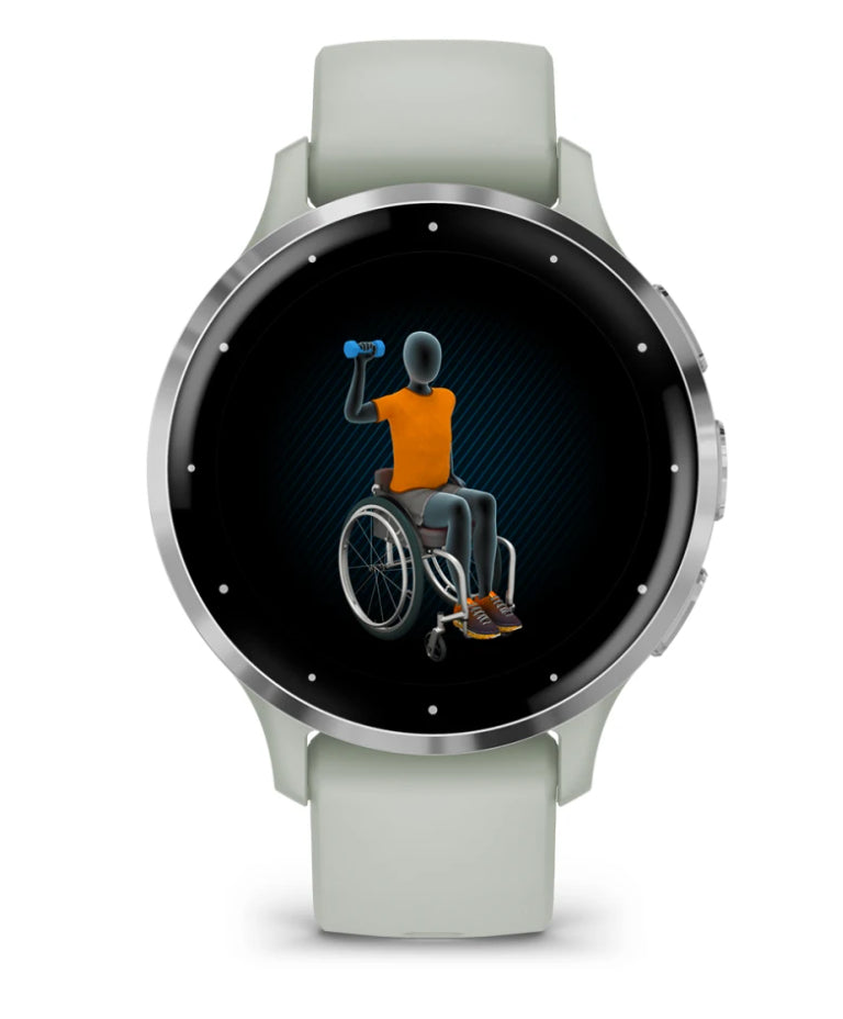 Garmin Venu 3S – Smartwatch – 41 mm, 1,2", GPS, WLAN, AMOLED, Gorilla Glass, 50 m, Salbeigrau/Silber