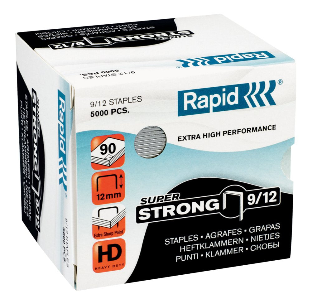 Rapid Heftklammern – für Rapid HD9, HD49, HD70 und andere – 12 mm – Metall, silber – 5000 Stück