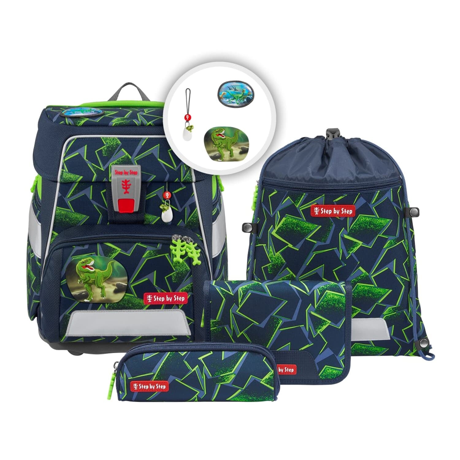 Step by Step Schulrucksack-Set Space – 5-teilig – Wild T-Rex Taro – recycelter Bestandteil