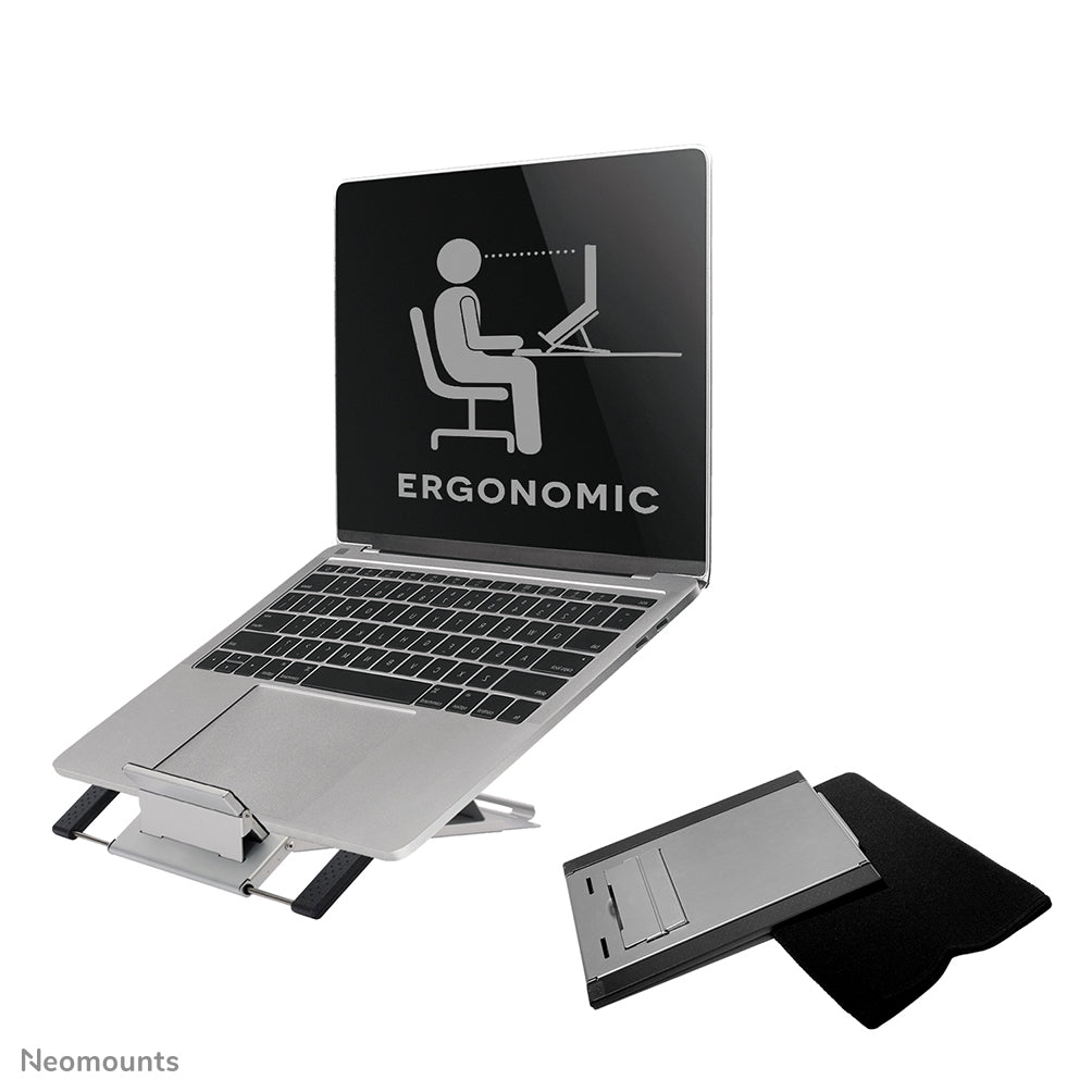 Neomounts Laptop-Ständer – bis 22"/5 kg, höhenverstellbar, neigbar – Silber