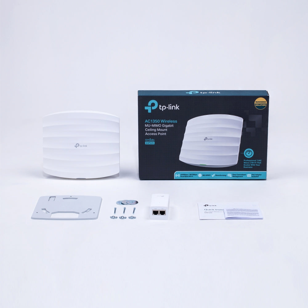 TP-Link EAP225 – Access Point – Wi‑Fi 5 (2,4/5 GHz), 1,4 Gbit/s, GbE, PoE, Wand/Decke