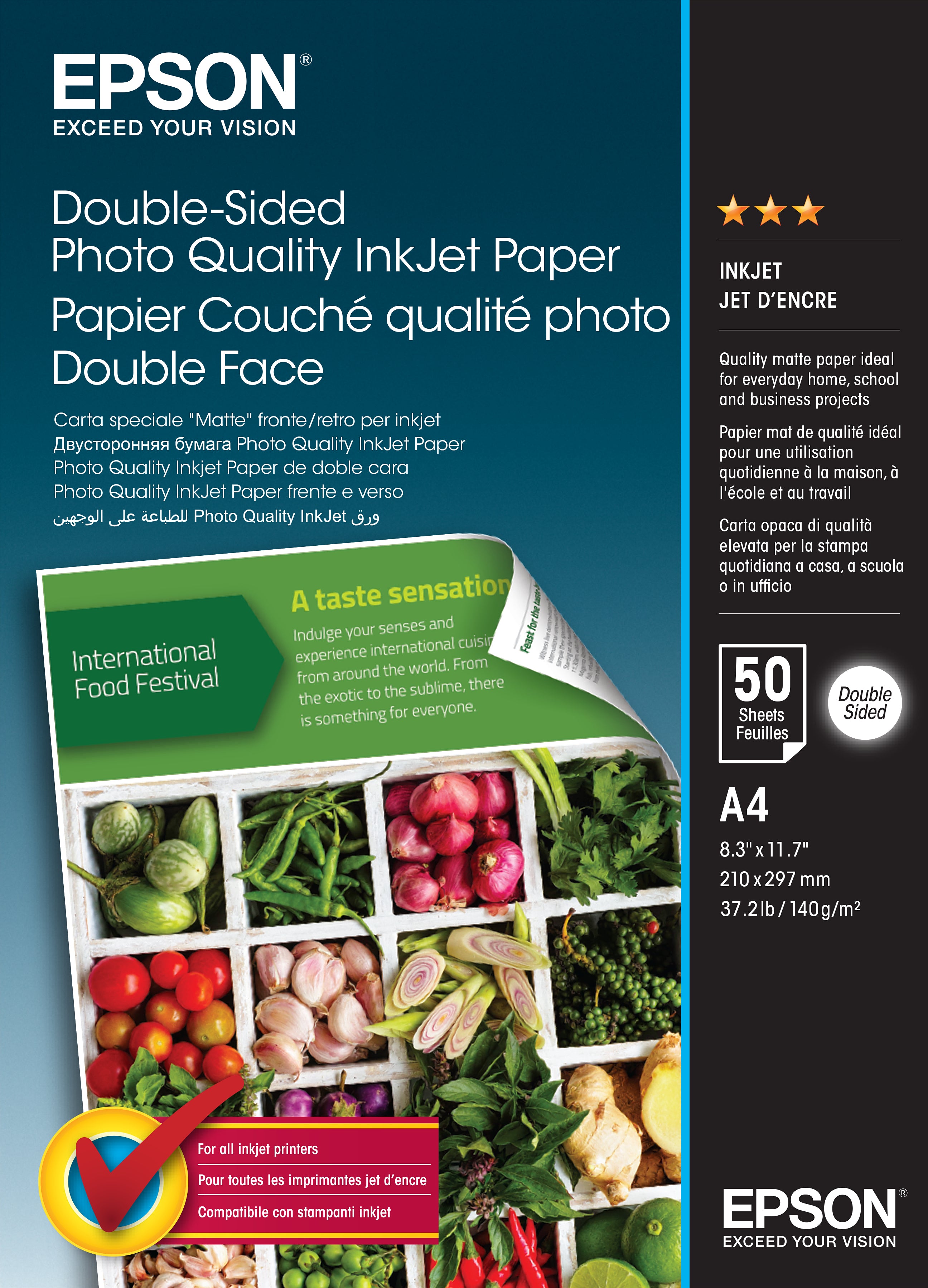 Epson DS Photo Fotopapier – A4, 50 Blatt, beidseitig