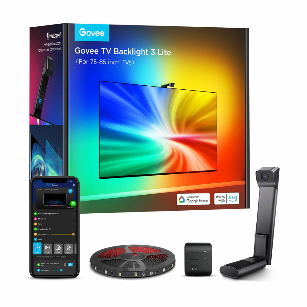 Govee Envisual T3 TV-Backlight-Set – RGBIC, Bluetooth – für 55–65" TVs – Schwarz