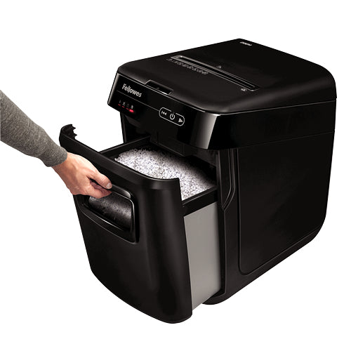 Fellowes AutoMax 200M – Aktenvernichter mit Autofeed 200 Blatt, DIN P-5, Partikelschnitt 2 × 14 mm, 32 l
