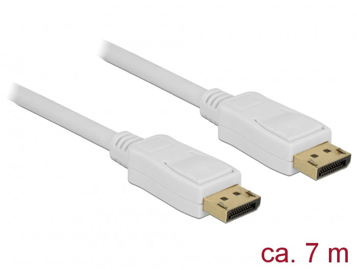 DeLOCK DisplayPort-Kabel 1.2 – 7 m, 4K @ 60 Hz, vergoldete Stecker, Weiss