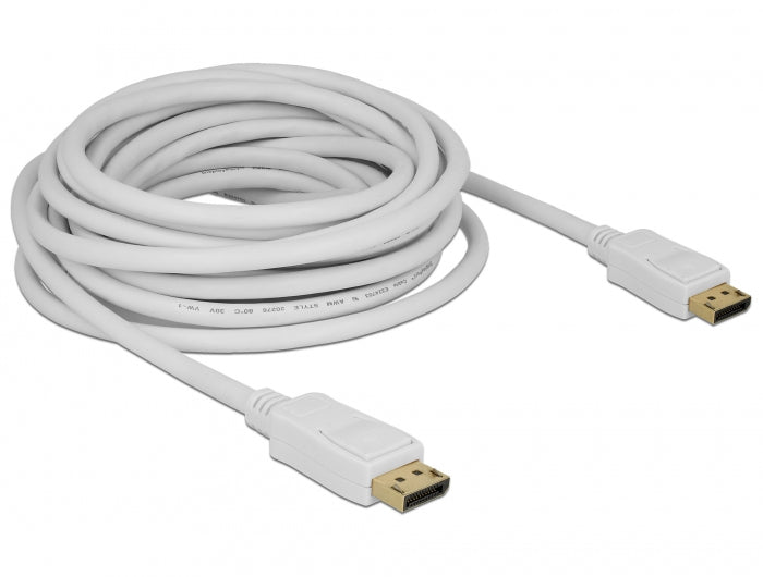 DeLOCK DisplayPort-Kabel 1.2 – 7 m, 4K @ 60 Hz, vergoldete Stecker, Weiss