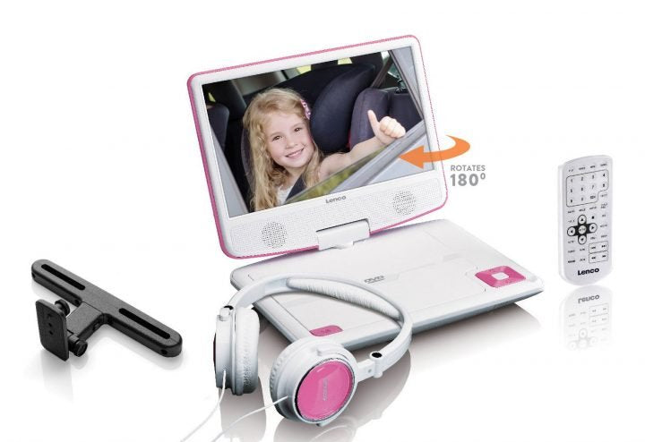 Lenco DVP-910PK – 8,9" Tragbarer DVD-Player, TFT 16:9, 90 min Akku, USB – Pink