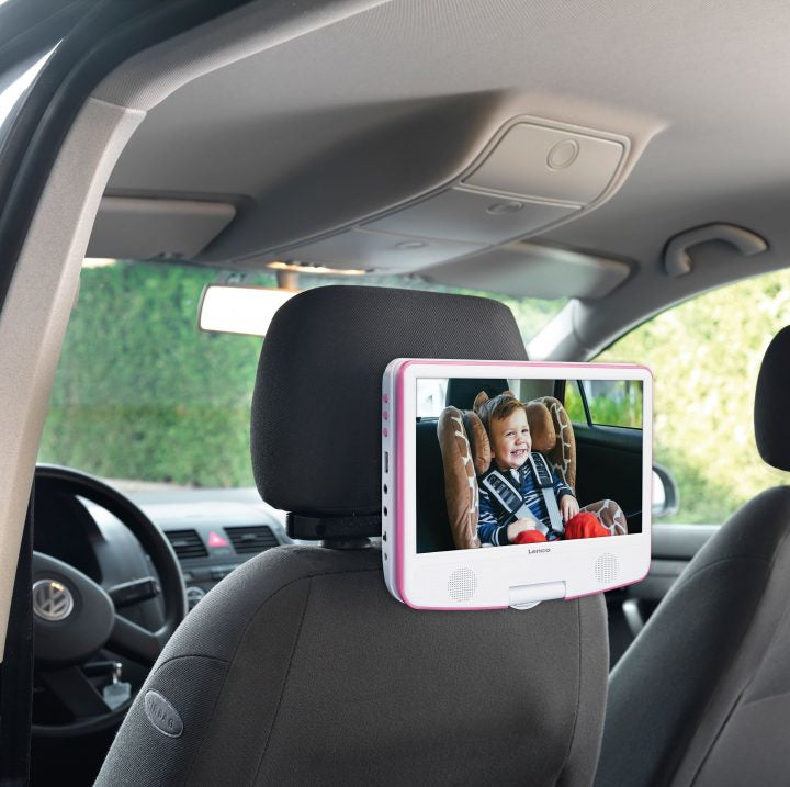Lenco DVP-910PK – 8,9" Tragbarer DVD-Player, TFT 16:9, 90 min Akku, USB – Pink