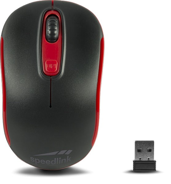 SPEEDLINK Ceptica – Maus – Kabellos (2,4 GHz), 1600 DPI, beidhändig, Schwarz/Rot