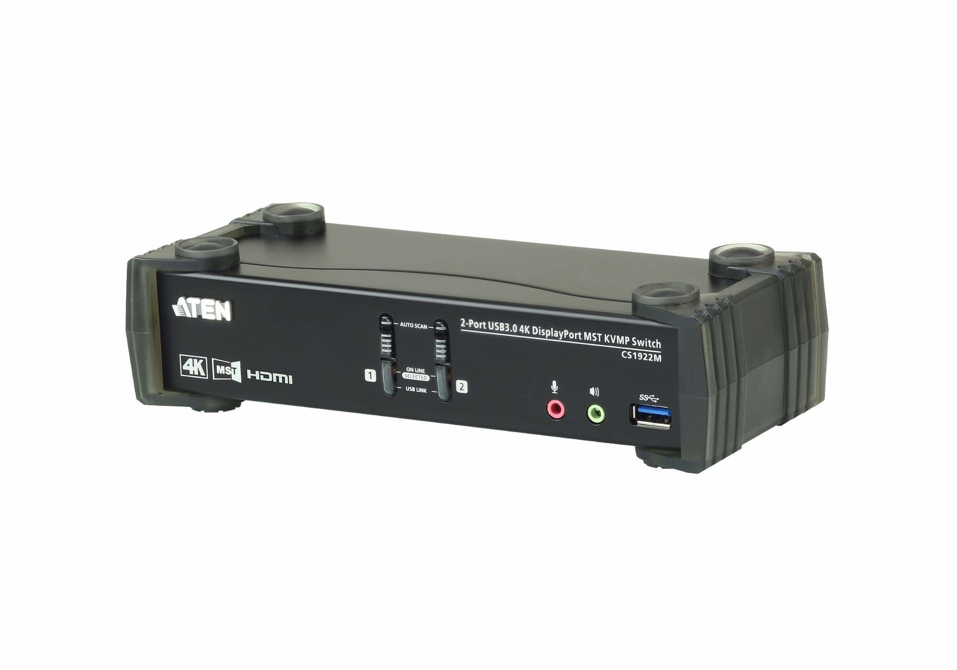 ATEN CS1922M KVM-Switch – DP-Eingang, 2× DP, 1× HDMI, USB 3.0, 3,5 mm Audio