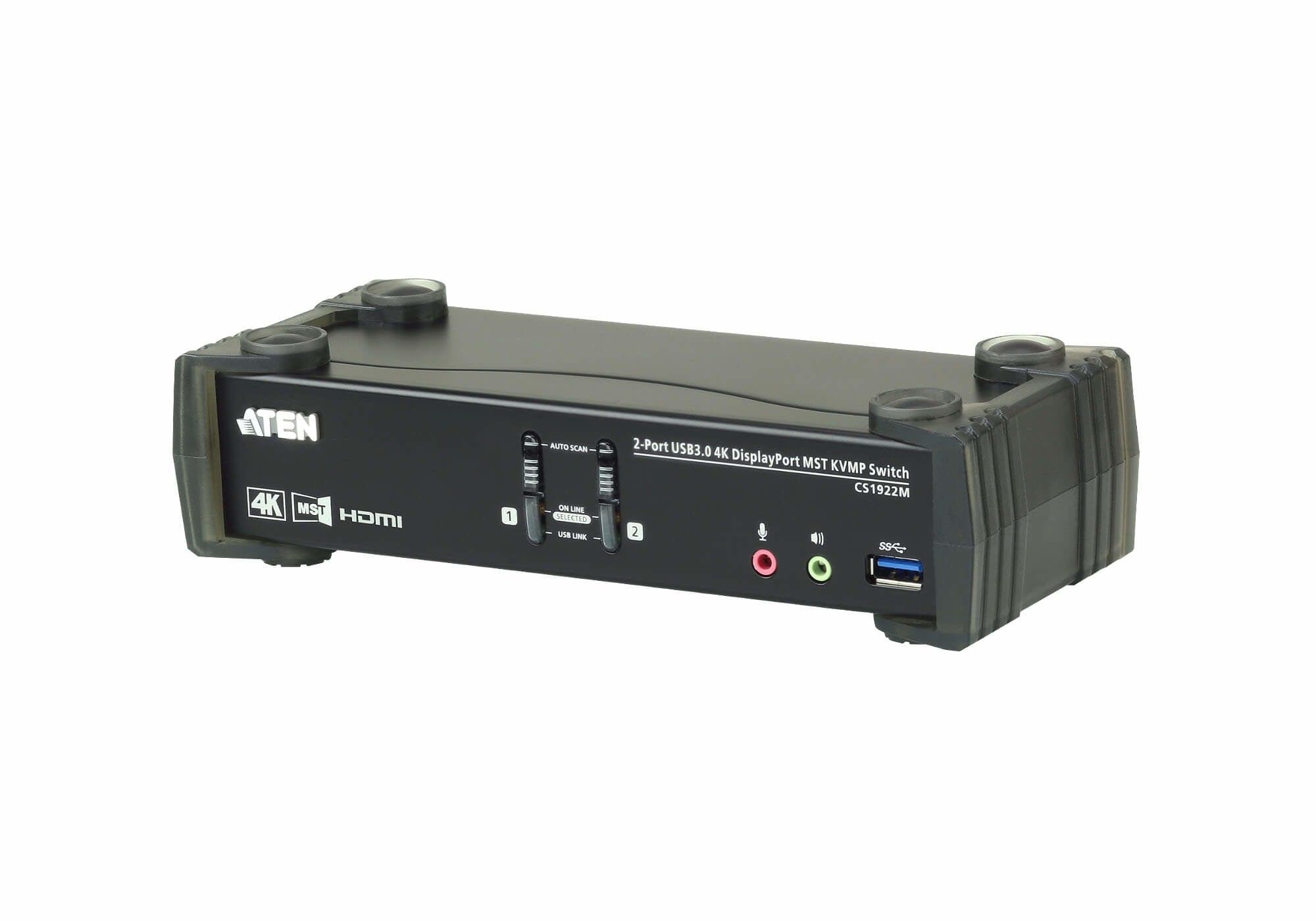 ATEN CS1922M KVM-Switch – DP-Eingang, 2× DP, 1× HDMI, USB 3.0, 3,5 mm Audio