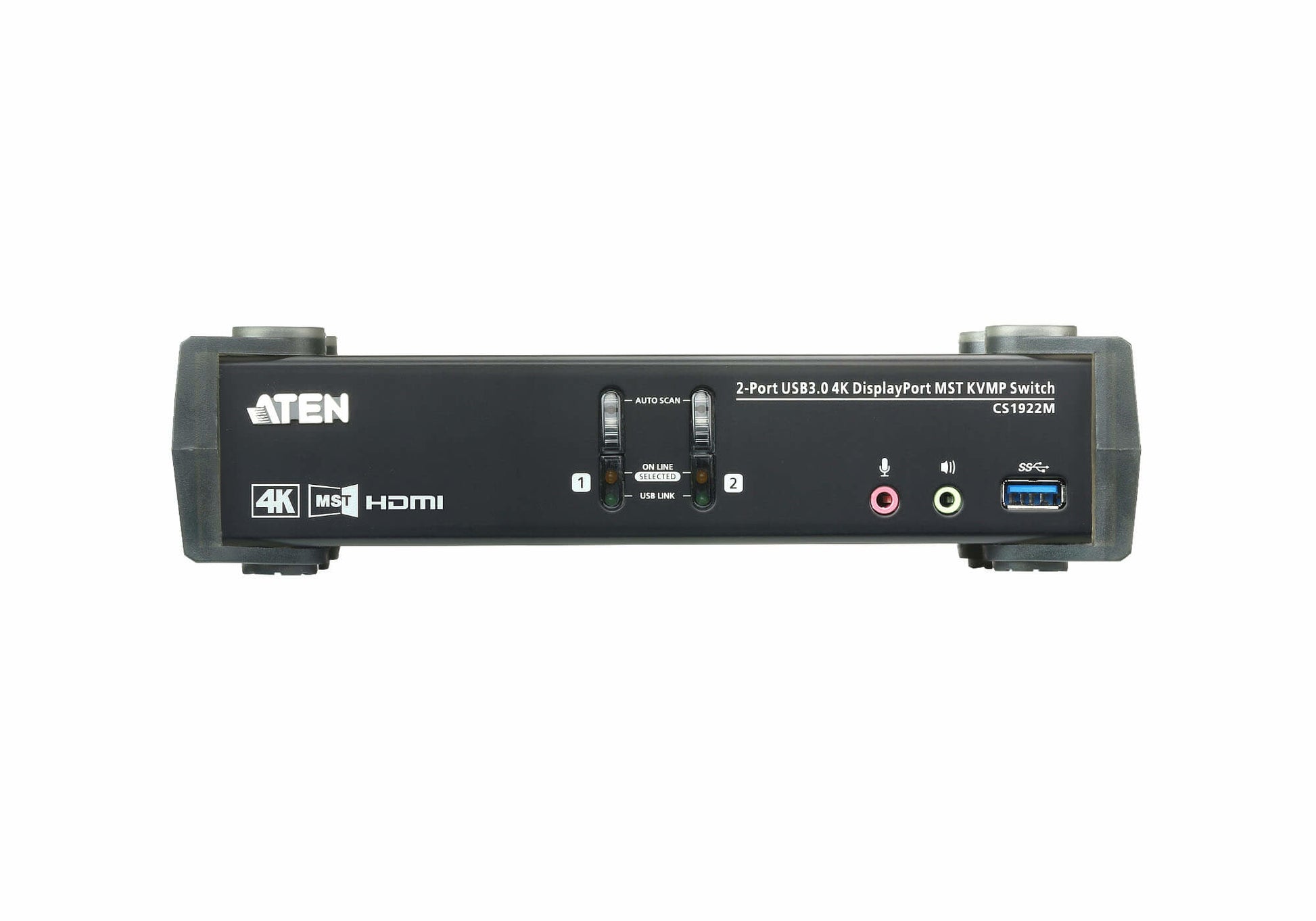 ATEN CS1922M KVM-Switch – DP-Eingang, 2× DP, 1× HDMI, USB 3.0, 3,5 mm Audio