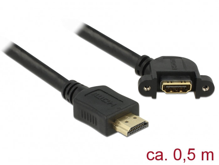DeLOCK HDMI-Verlängerung – HDMI-A × HDMI-A (M/F) – 0,5 m – 4K30 – Schwarz