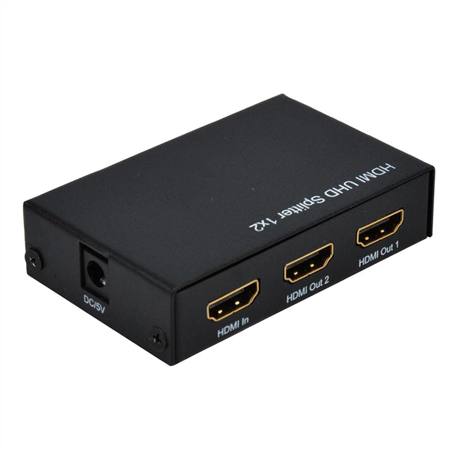 ROLINE HDMI-Video-Splitter, 1× HDMI In / 2× HDMI Out, 4K@60 Hz, 3D, Schwarz