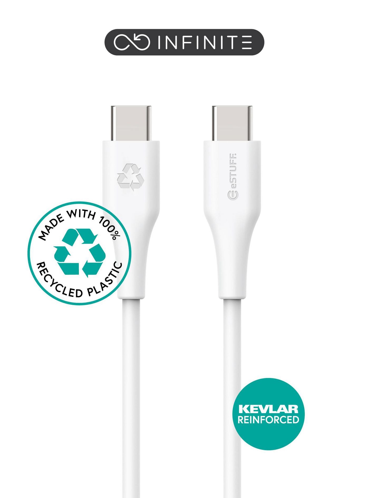 eSTUFF USB-Kabel – USB-C auf USB-C – USB 2.0 (480 Mbit/s) – 0,5 m – PD 60 W – Weiss