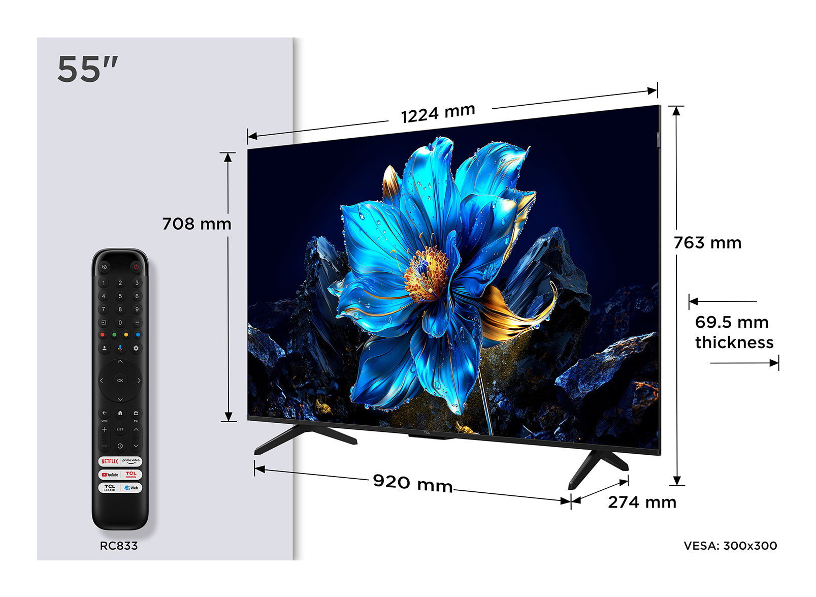 TCL 55P7K – 55" QLED UHD 4K, Google TV, Dolby Vision (2025)